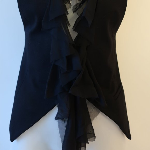 Womens Elizabeth and James Dandy Black Silk Ruffled Vest Top M * - Picture 7 of 15